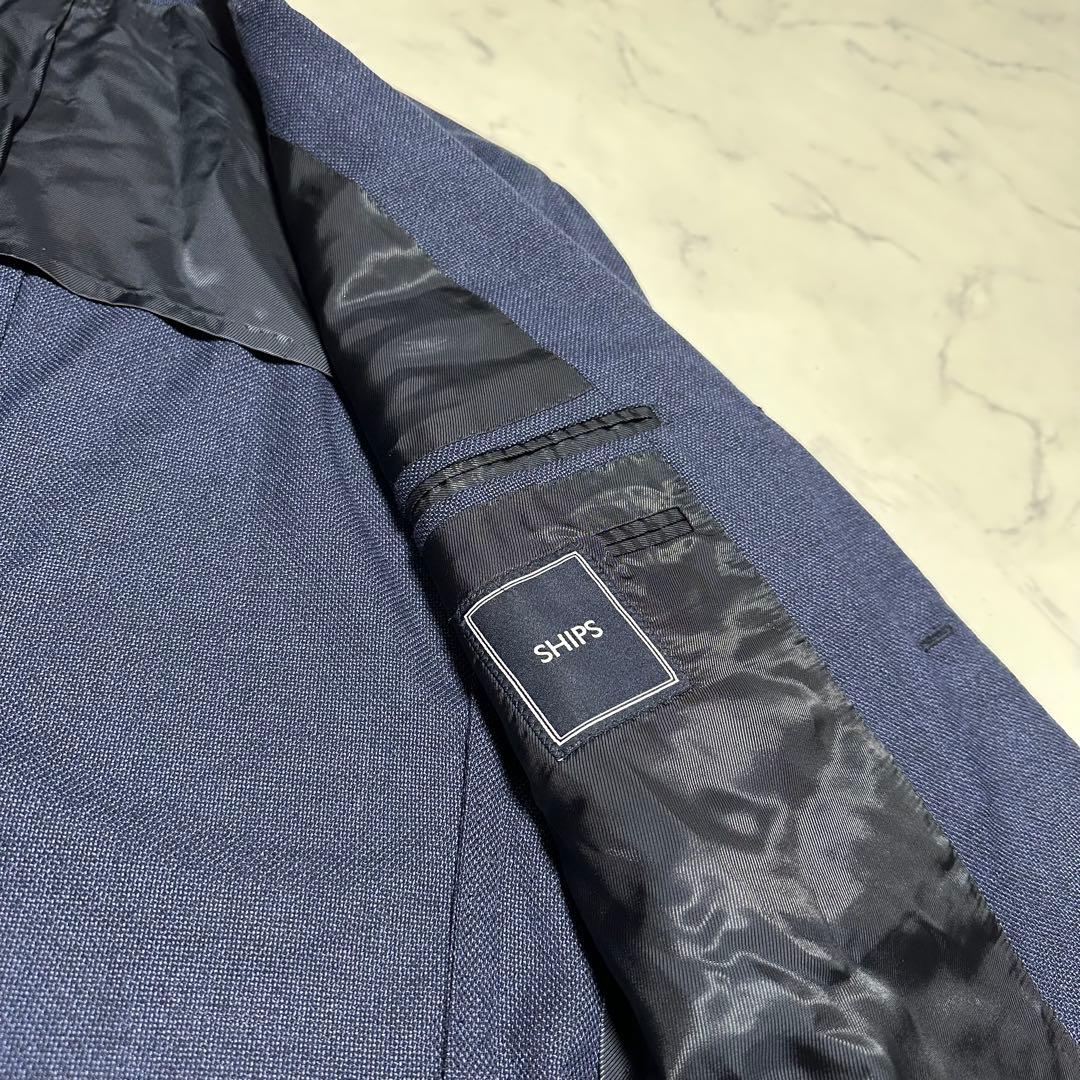 未使用級美品　シップスSHIPS レダ　ネイビージャケット　鹿の子　サイズ50