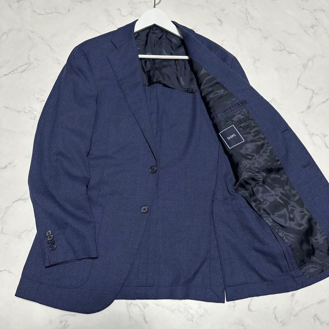 未使用級美品　シップスSHIPS レダ　ネイビージャケット　鹿の子　サイズ50