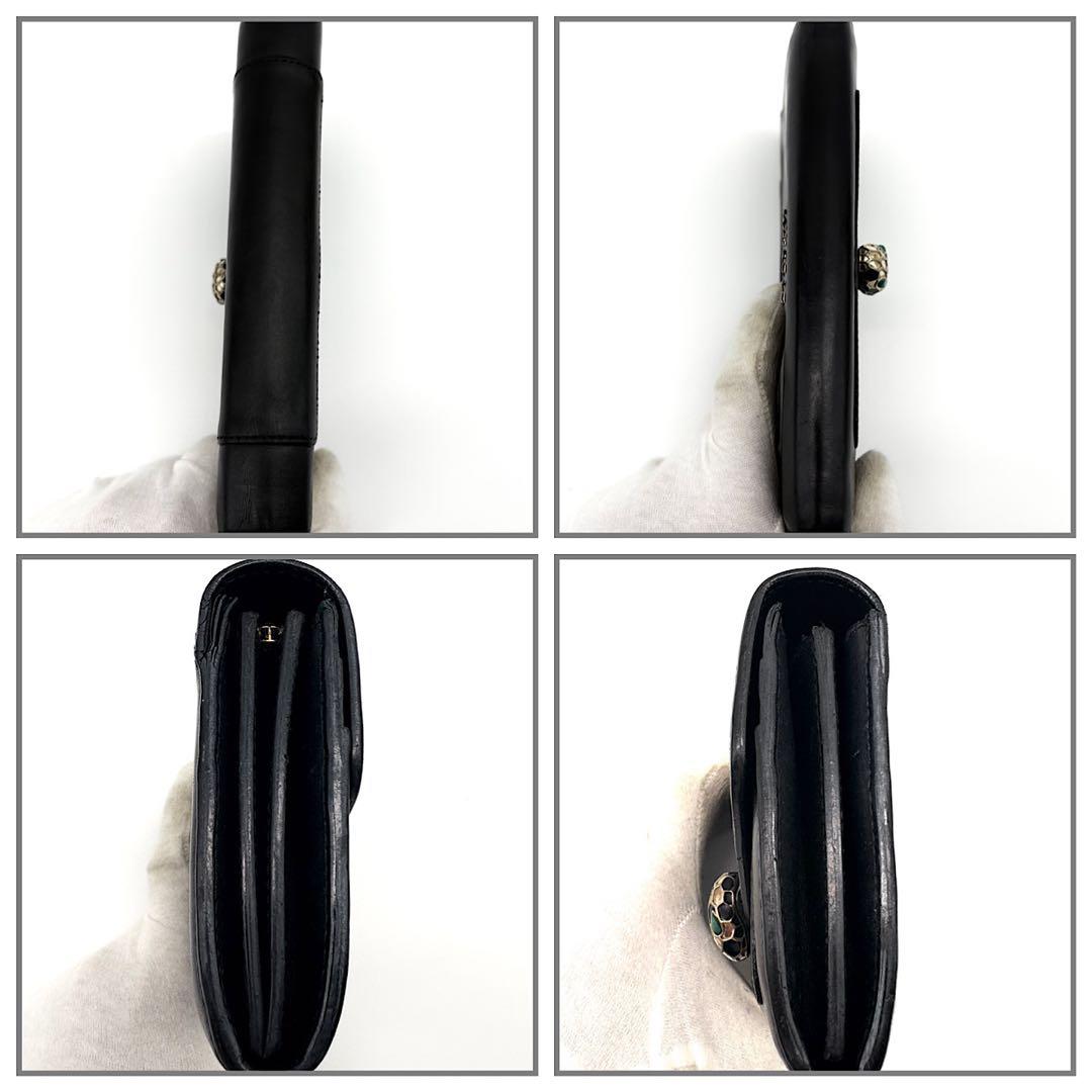 BVLGARI　長財布　セルペンティ　二つ折り　スネーク　黒　レザー　パイソン