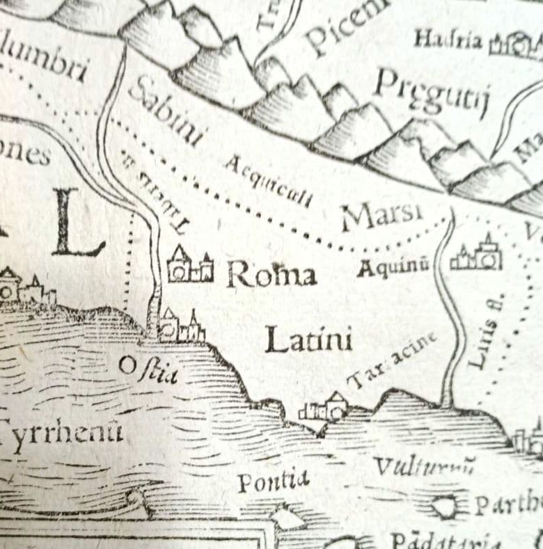 お値下げ　額装品　古地図　1571年　木版画　S.ミュンスター「イタリア全図」