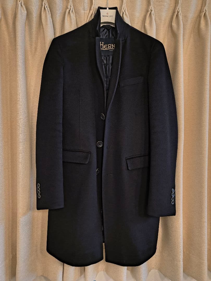 【美品】定価30万 HERNO 撥水カシミア チェスターコート 44