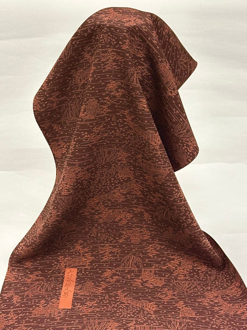 赤茶色　人間国宝　初代六谷梅軒　錐彫り伊勢型紙　江戸小紋　未仕立て　反物販売