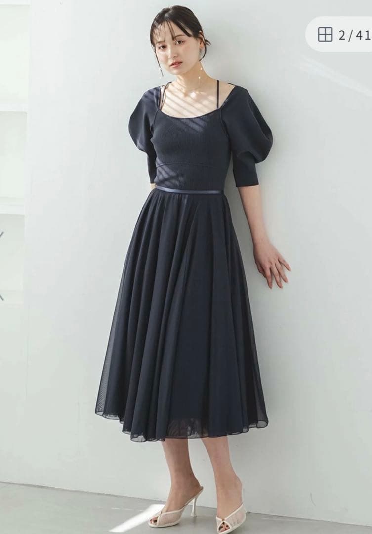 snidel Chacott ニット×チュールコンビワンピース