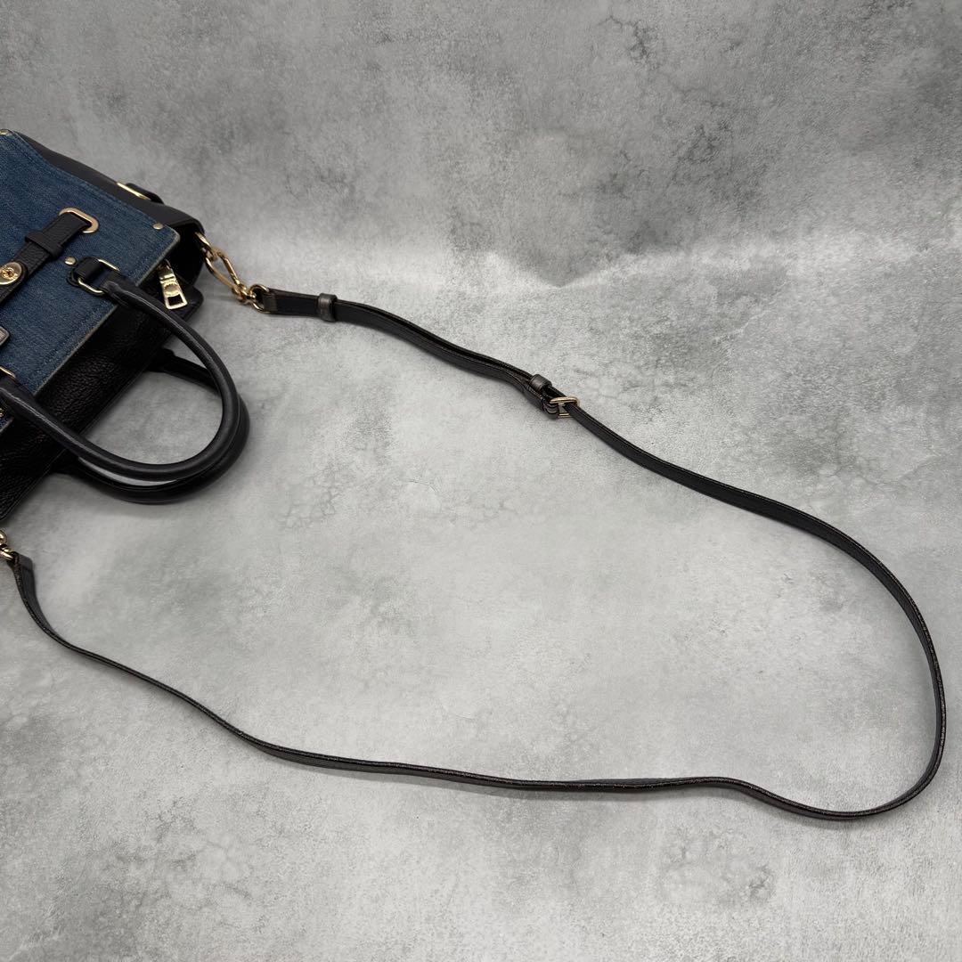 りい COACH コーチ ショルダーバッグ 2way デニム ターンロック