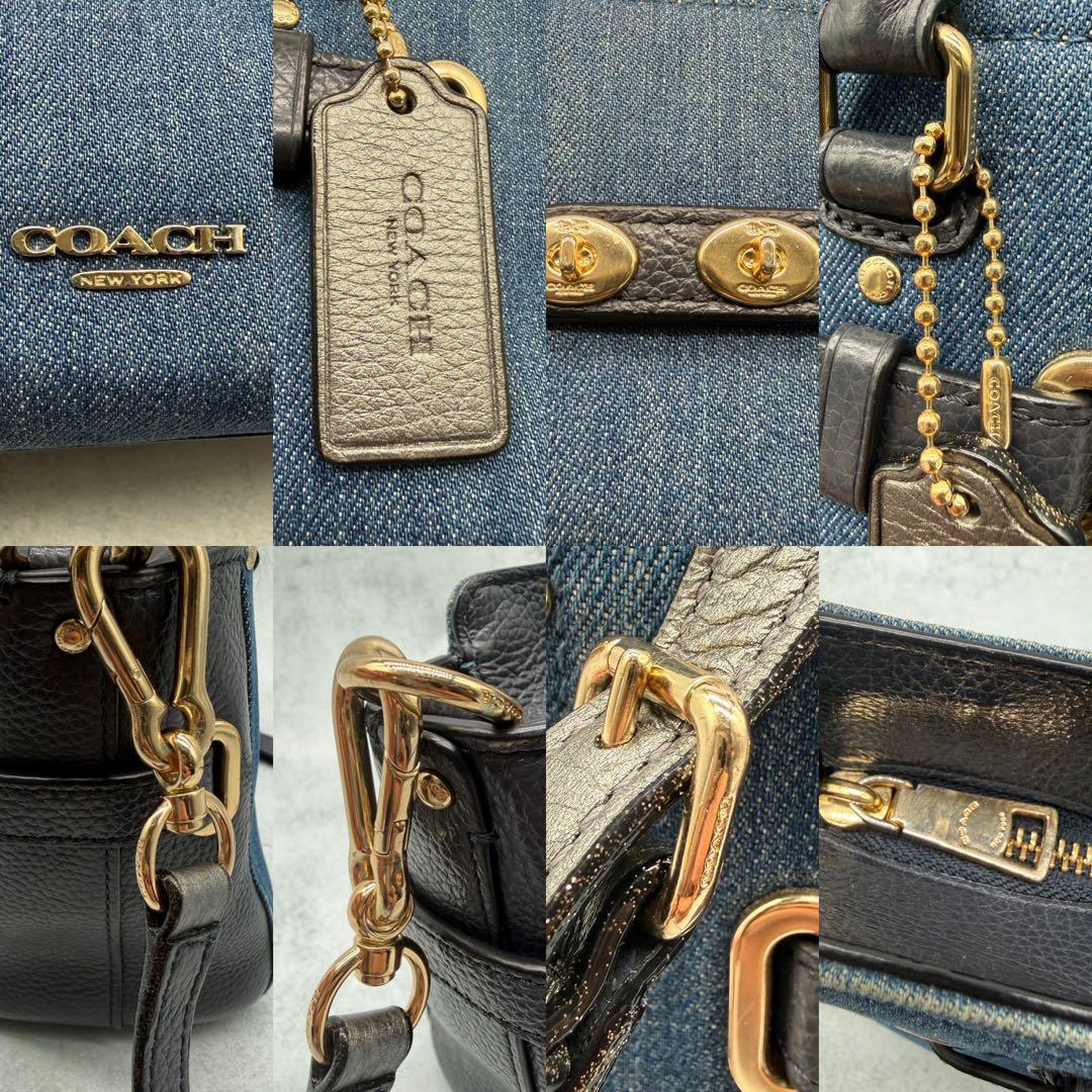 りい COACH コーチ ショルダーバッグ 2way デニム ターンロック