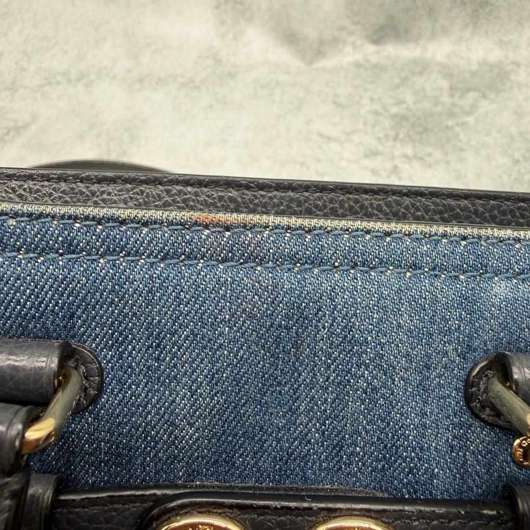 りい COACH コーチ ショルダーバッグ 2way デニム ターンロック