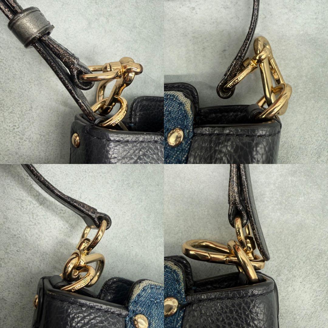 りい COACH コーチ ショルダーバッグ 2way デニム ターンロック