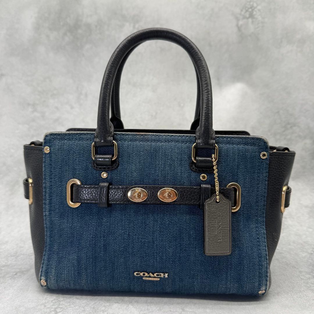 りい COACH コーチ ショルダーバッグ 2way デニム ターンロック