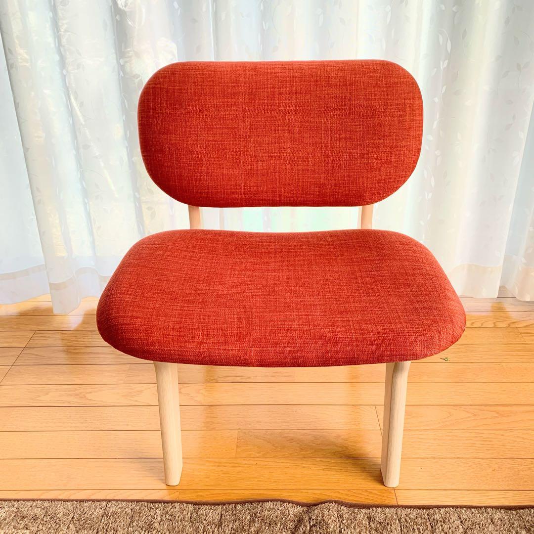 人気　リビングダイニング1人用チェア　リラックスワイド　オレンジ