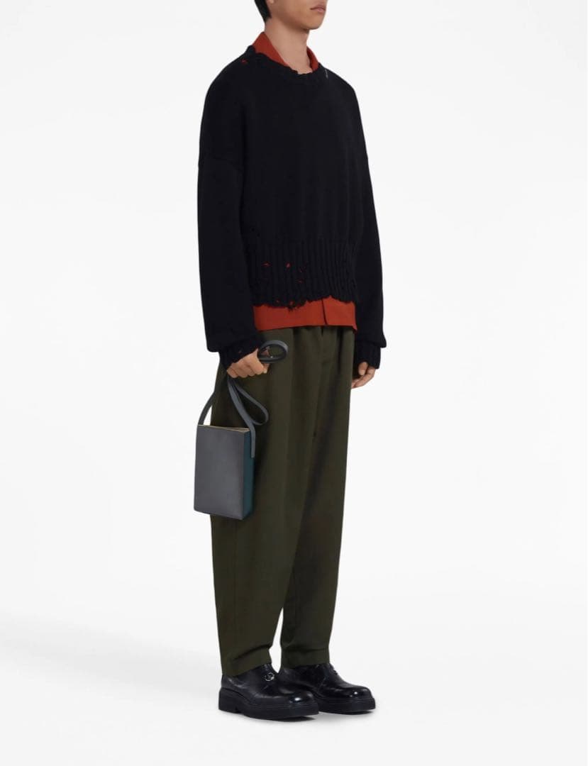 MARNI マルニ 定番クロップドテーパードパンツ　 オリーブグリーン 44