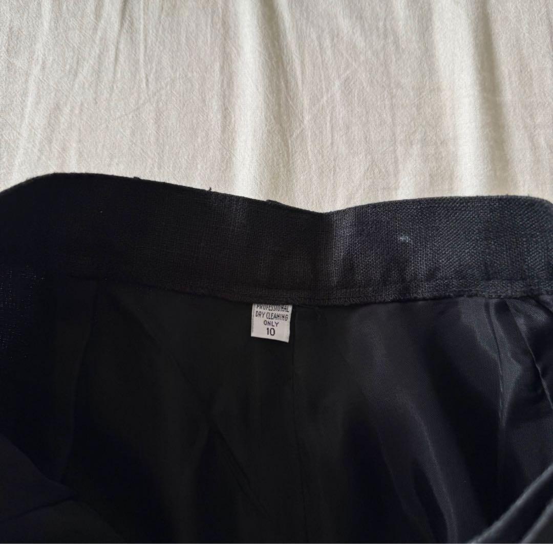 パンツ 2tuck black linen slacks pants