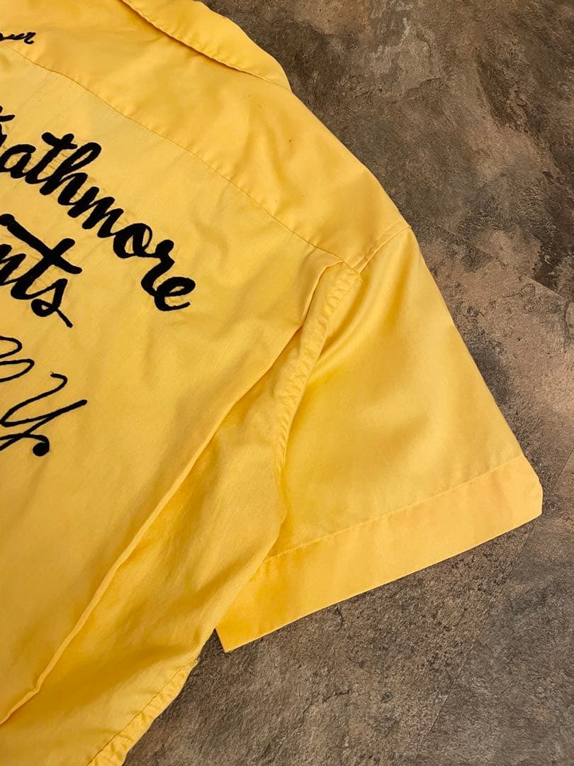 70s HILTON（ヒルトン）青タグ ボーリングシャツ 豪華刺繍 L