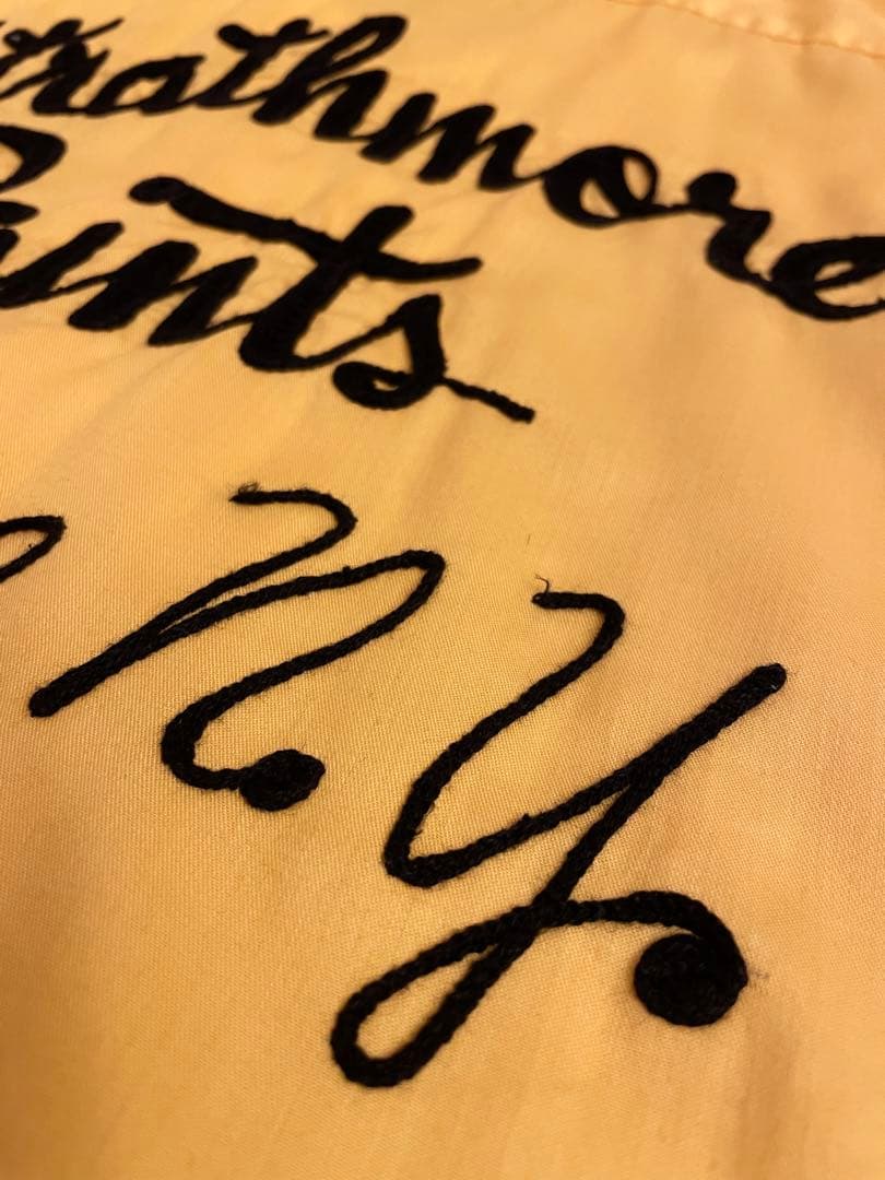 70s HILTON（ヒルトン）青タグ ボーリングシャツ 豪華刺繍 L