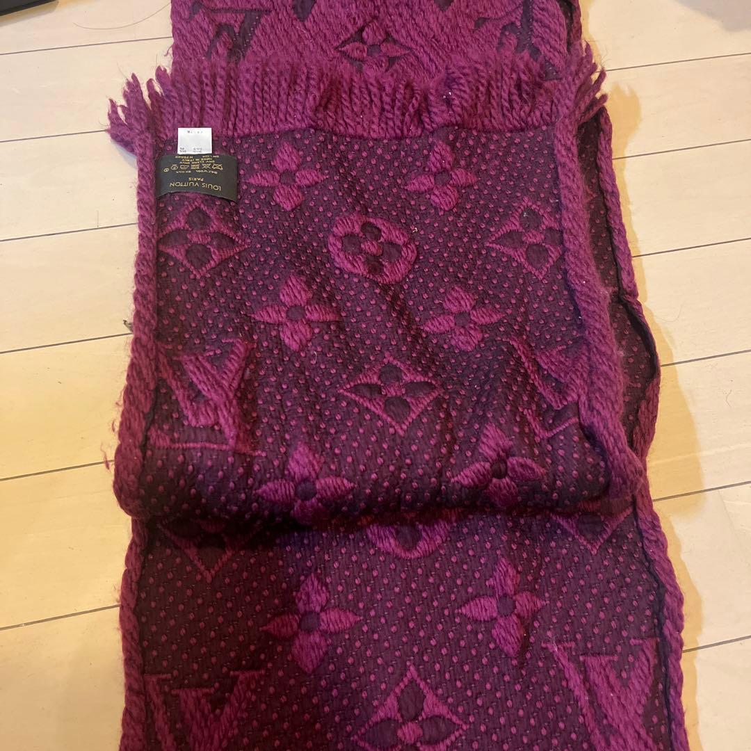 ルイヴィトン　ロゴマニア　マフラー　ボルドー　赤