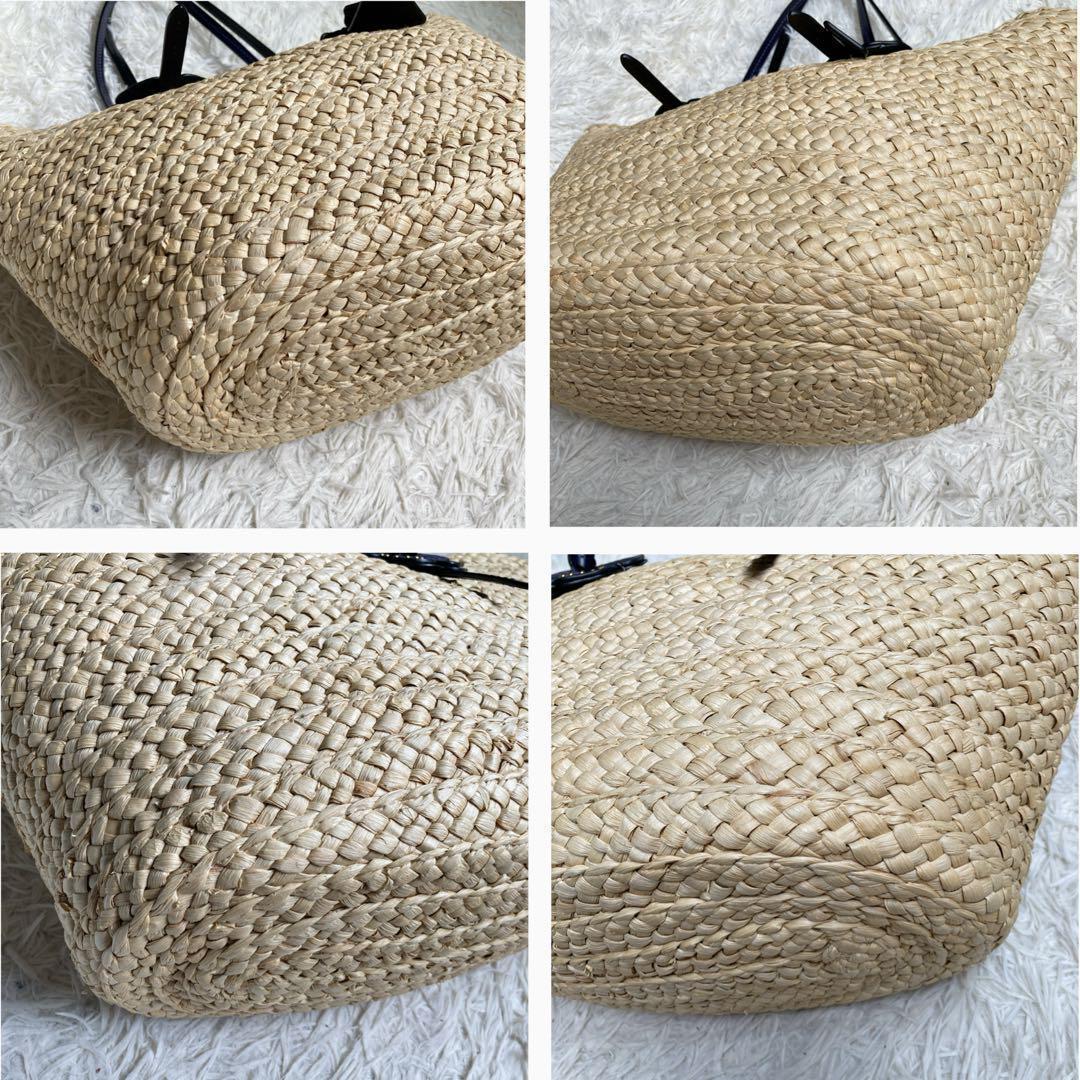 【極美品】COACH コーチ 68610 ラフィアトートバッグ フラワー 花柄