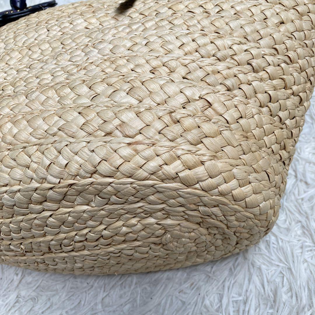 【極美品】COACH コーチ 68610 ラフィアトートバッグ フラワー 花柄