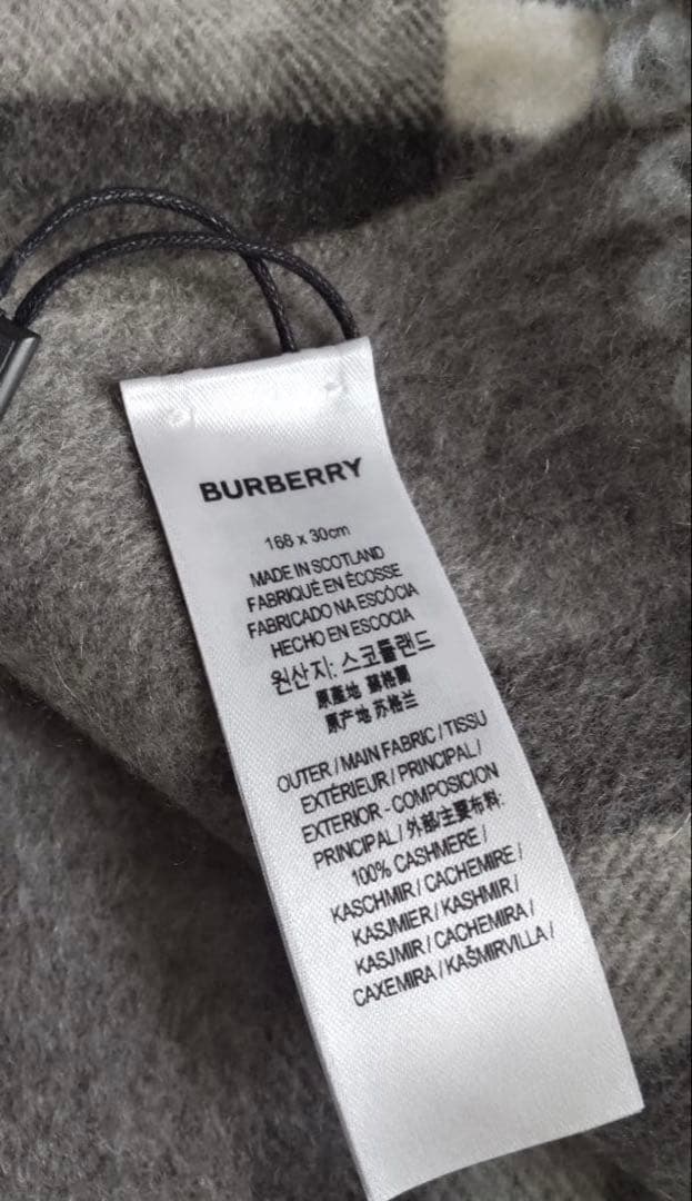 新品 BURBERRY カシミアマフラー グレーチェック