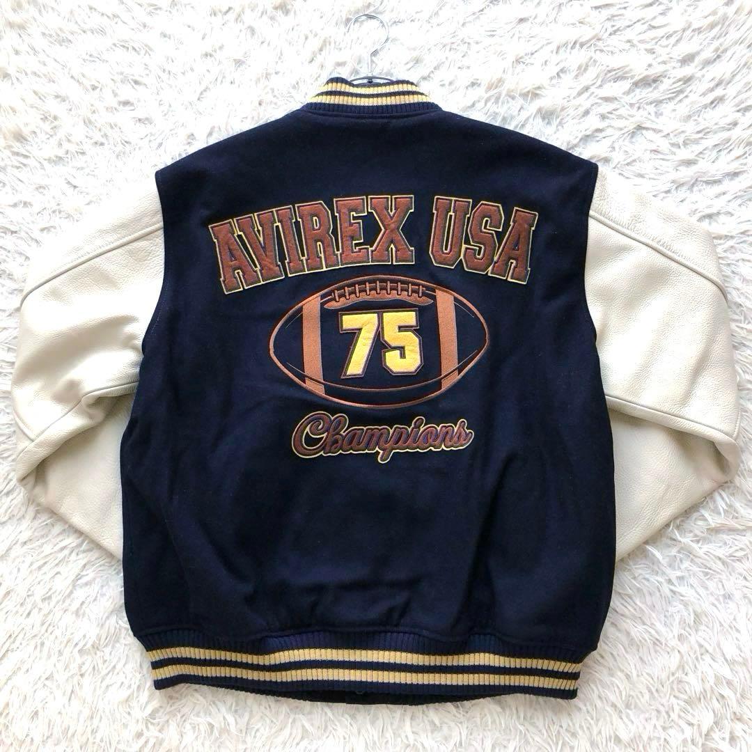 【希少サイズL】アヴィレックス　スクーカム　バーシティジャケット　キルティング