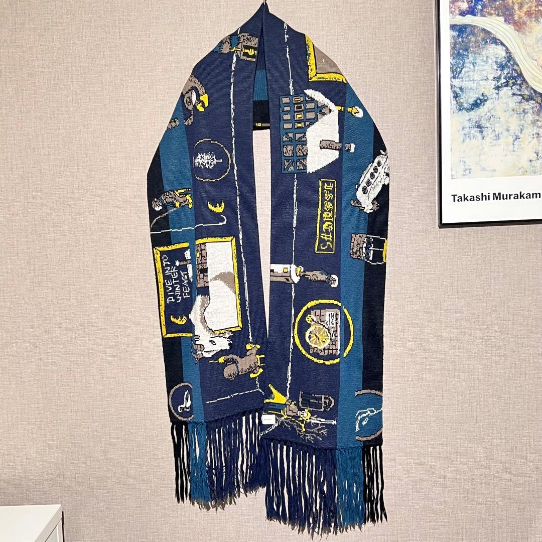 SHINYA KOZUKA 24AW マフラー スカーフ ネイビー