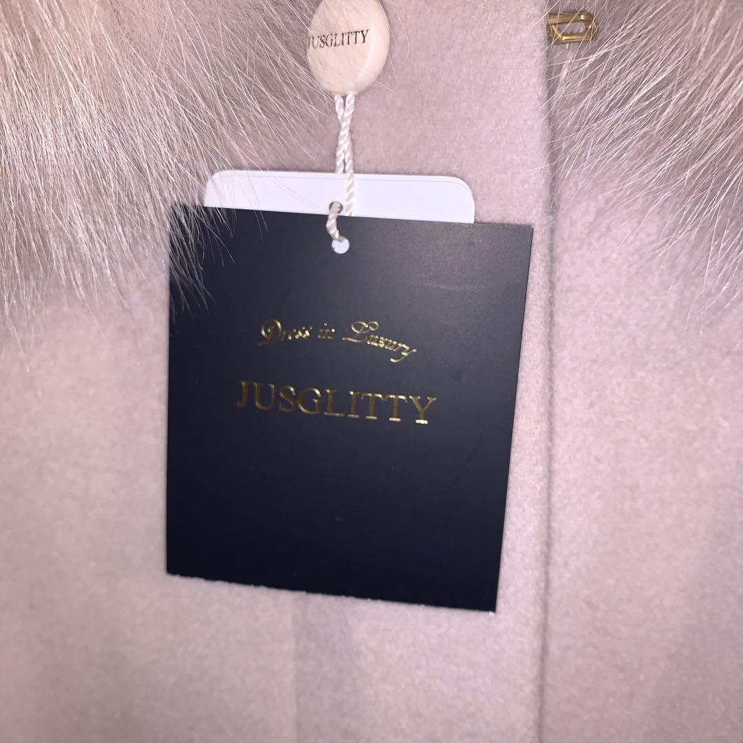 新品、ジャスグリッティ、ベージュ、3ウェイ　フォックスファーフード、ウールコート