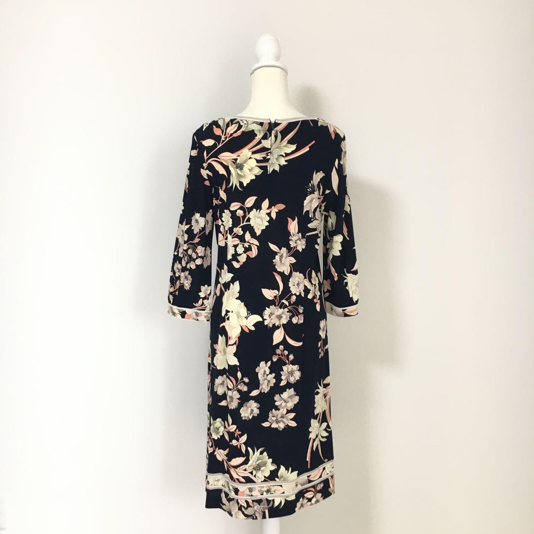 近年美品 LEONARD レオナール　コットン　ストレッチ　ワンピース　42