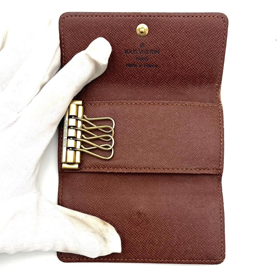 【美品】ルイヴィトン キーケース ミュルティクレ4 レザー モノグラム ブラウン