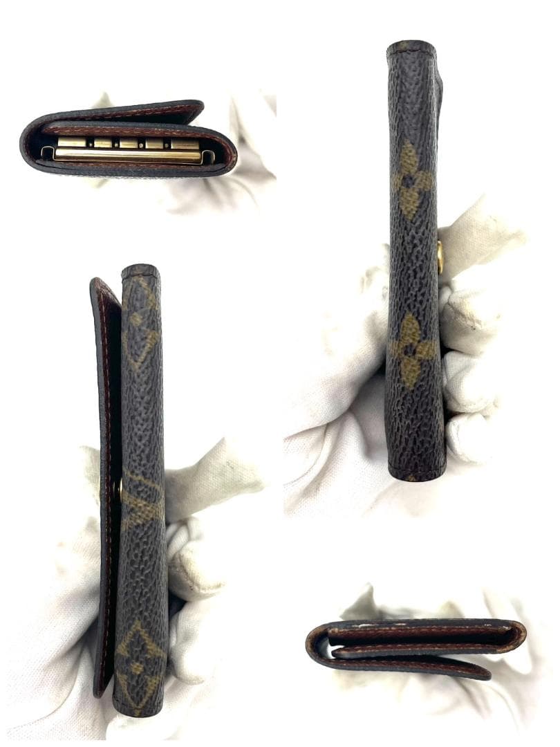 【美品】ルイヴィトン キーケース ミュルティクレ4 レザー モノグラム ブラウン