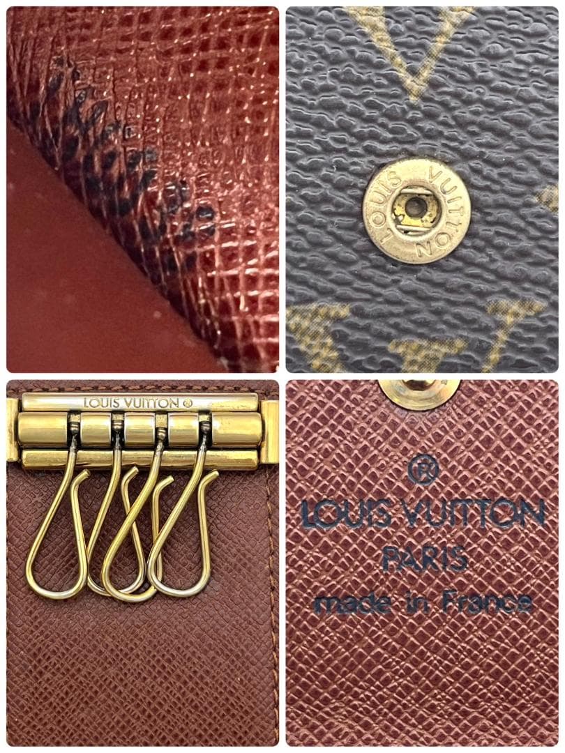 【美品】ルイヴィトン キーケース ミュルティクレ4 レザー モノグラム ブラウン