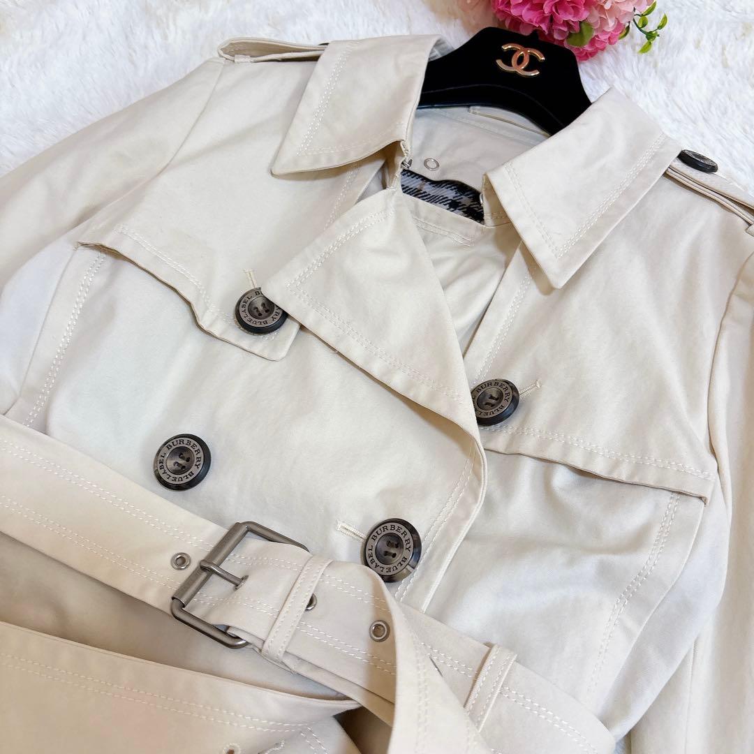 バーバリーブルーレーベル ミドル丈トレンチコート ライナー付　裏地ノバチェック