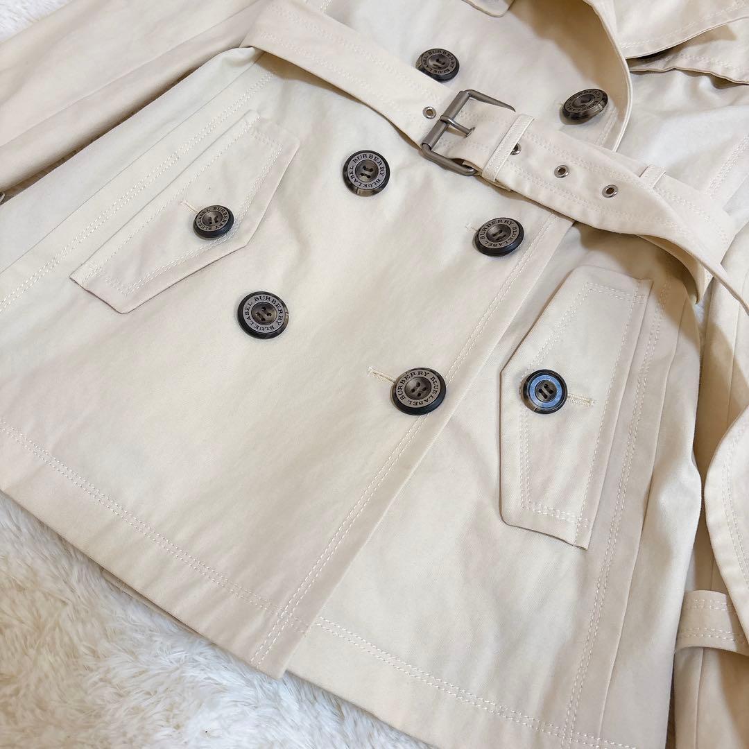 バーバリーブルーレーベル ミドル丈トレンチコート ライナー付　裏地ノバチェック