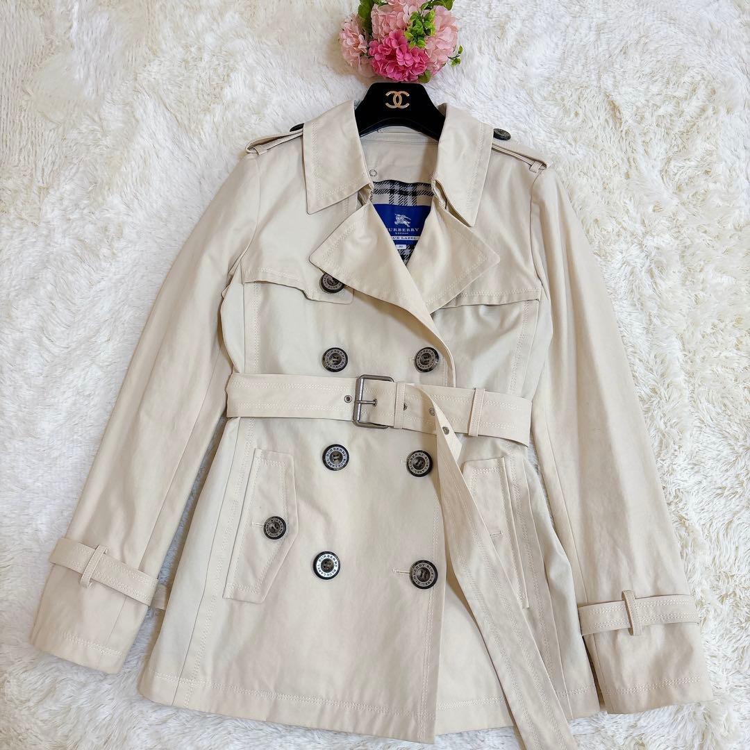 バーバリーブルーレーベル ミドル丈トレンチコート ライナー付　裏地ノバチェック