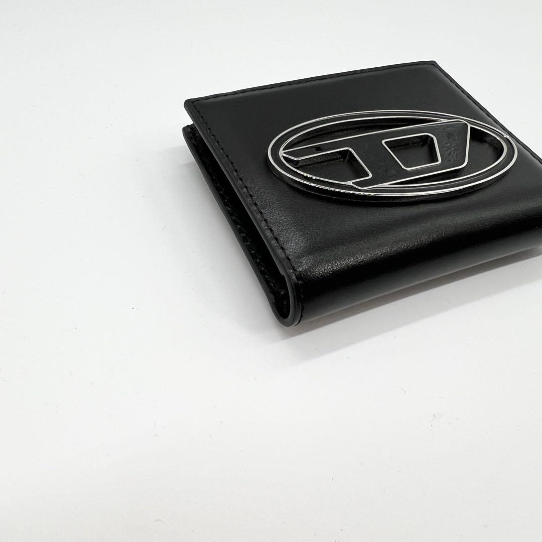 新品未使用✨DIESEL 二つ折り財布 オーバルDロゴ レザー 黒 25SS