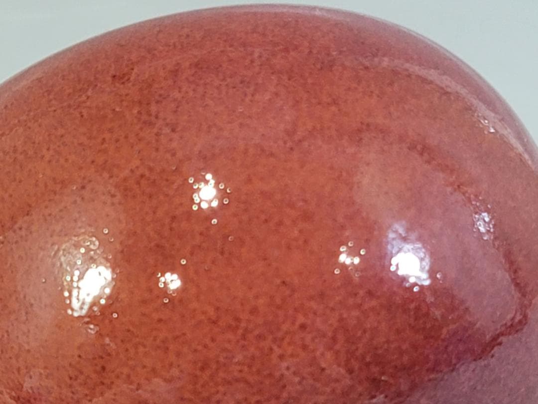 清時代 康熙年製 豆紅釉苹果尊・時代物・古陶磁・古賞物・旧家買出品