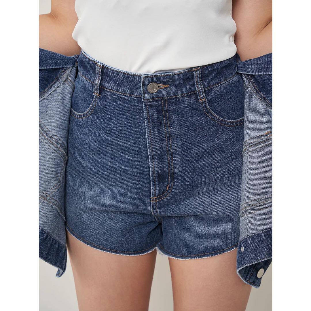 新品タグ付 ダーリッチ ドッキングデザインデニムショートパンツ M ブルー