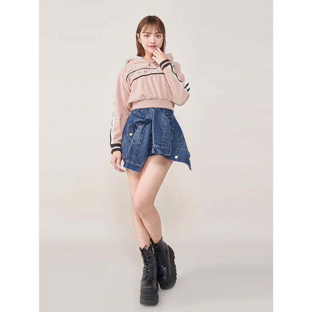 新品タグ付 ダーリッチ ドッキングデザインデニムショートパンツ M ブルー