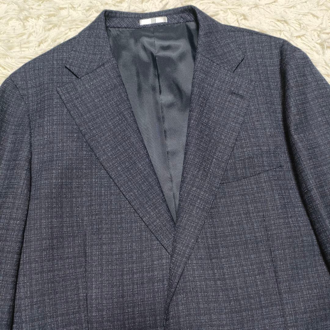 美品　裏地ペイズリー　スーツセレクト　3ピース　スーツ　紺　メンズ　AB7　XL