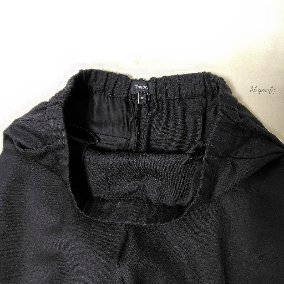 美品 Theory ウール フランネル プルオン パンツ 後ろゴム 黒 セオリー