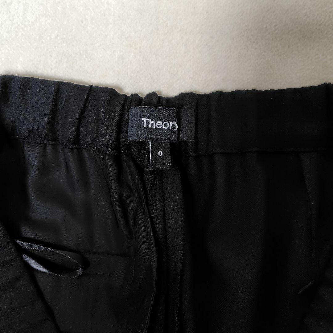 美品 Theory ウール フランネル プルオン パンツ 後ろゴム 黒 セオリー