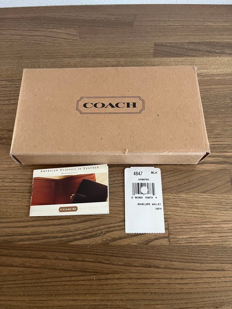 【極美品】コーチ エンベロープ 長財布 レザー ブラック 箱付き 4847