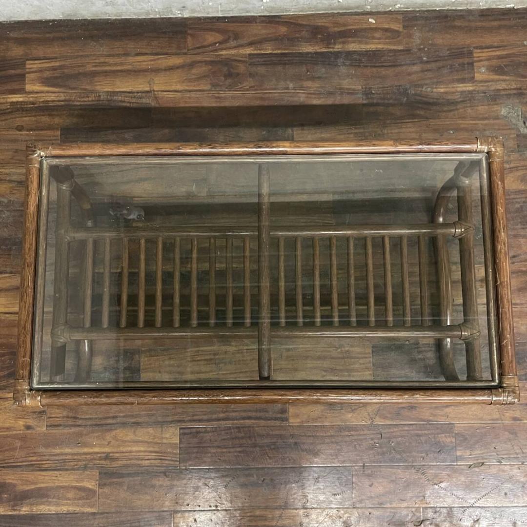 ラタン ガラステーブル センターテーブル ローテーブル コーヒーテーブル