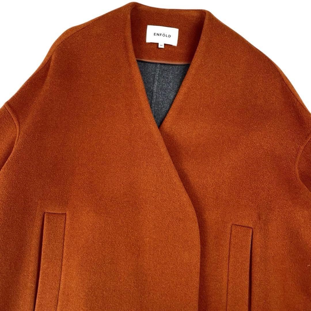 美品 エンフォルド ソフトリバーノーカラーボックスコート