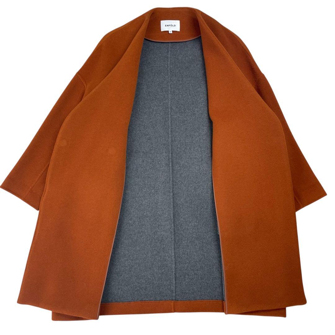 美品 エンフォルド ソフトリバーノーカラーボックスコート