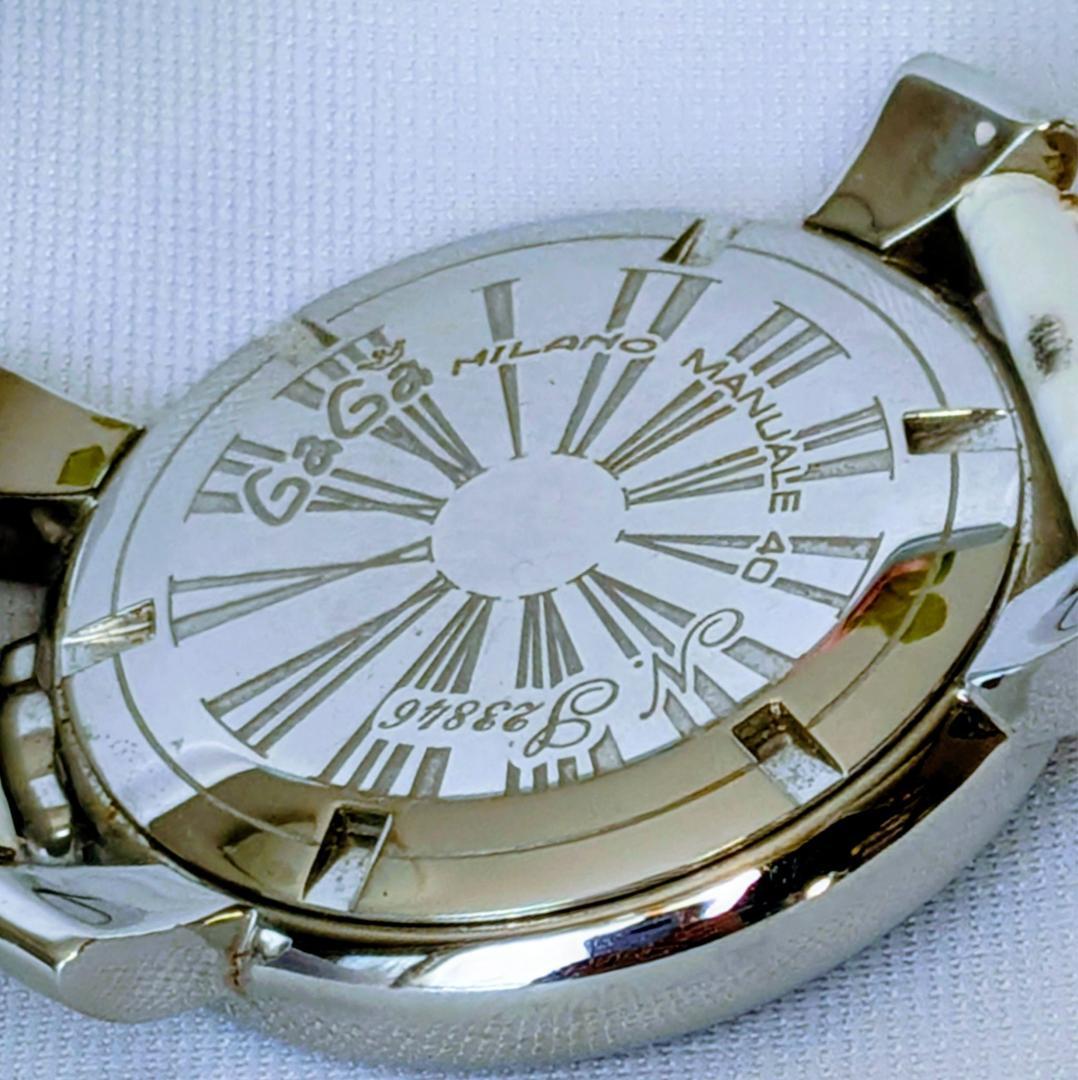 良品＆希少 ガガミラノ レディース腕時計マニュアーレ40 ホワイト個性派 伊太利