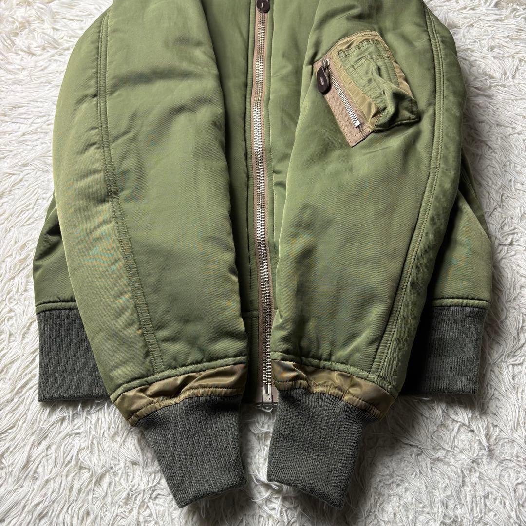 極美品　バルデ77 MA-1 中綿ジャケット アウター 2 カーキ メンズ
