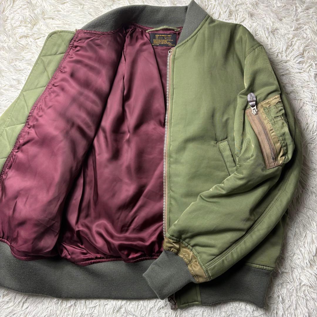 極美品　バルデ77 MA-1 中綿ジャケット アウター 2 カーキ メンズ