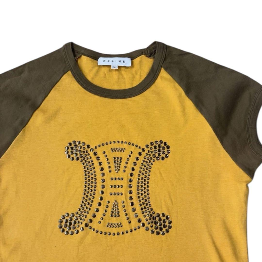 CELINE セリーヌ トリオンフロゴ スタッズ　Tシャツ L 00s 正規品