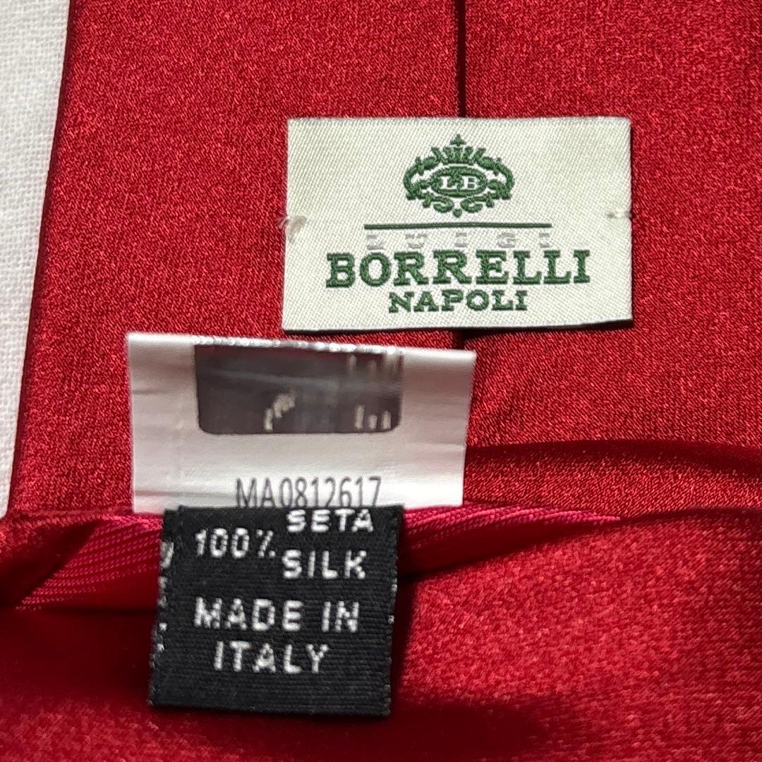 極美品　ルイジボレッリ　ネクタイ　無地ソリッド　赤レッド　シルクサテン