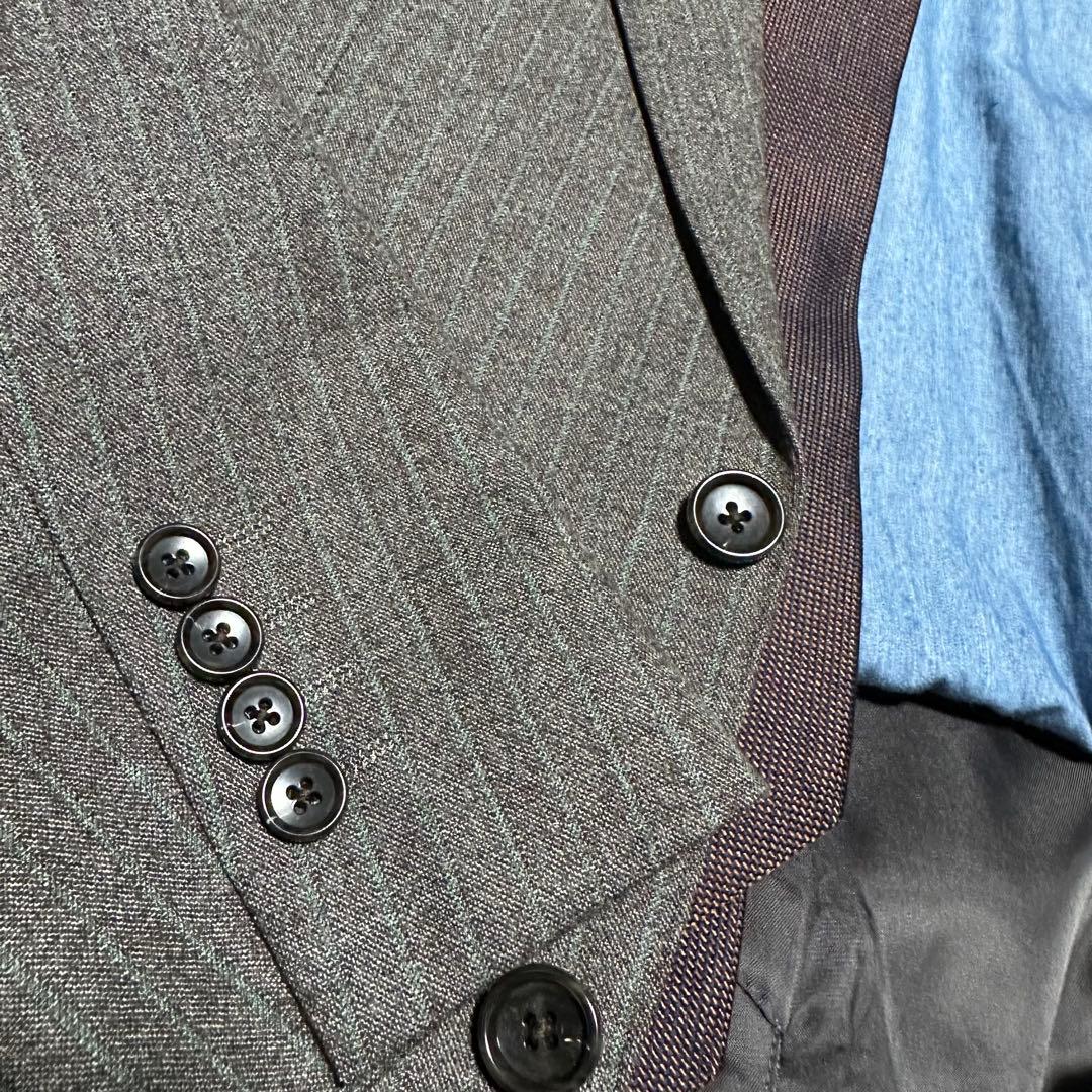 極美品　ダーバン　高級生地DRAGO ストライプスーツ　ブラウングレー　AB4
