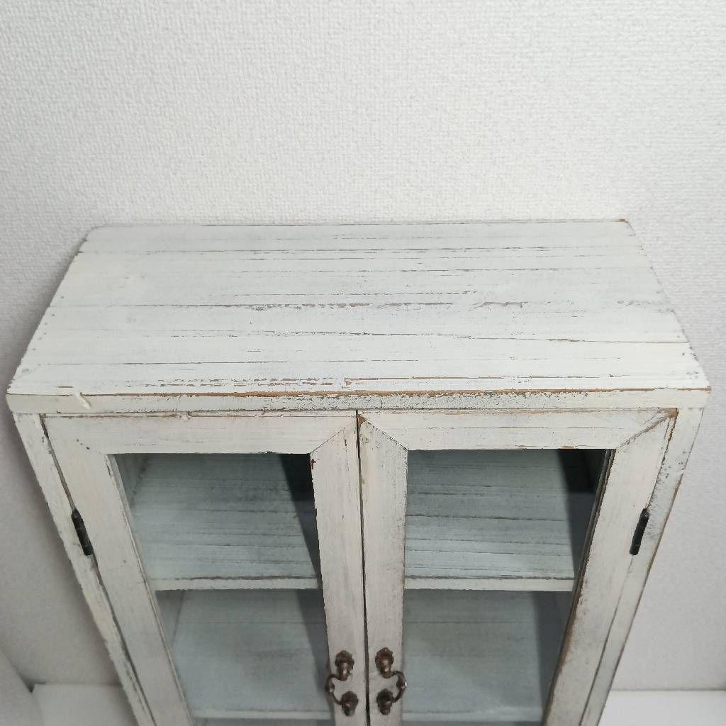 木製 アンティーク ディスプレイケース 飾り棚 食器棚 多目的 シャビ―シック