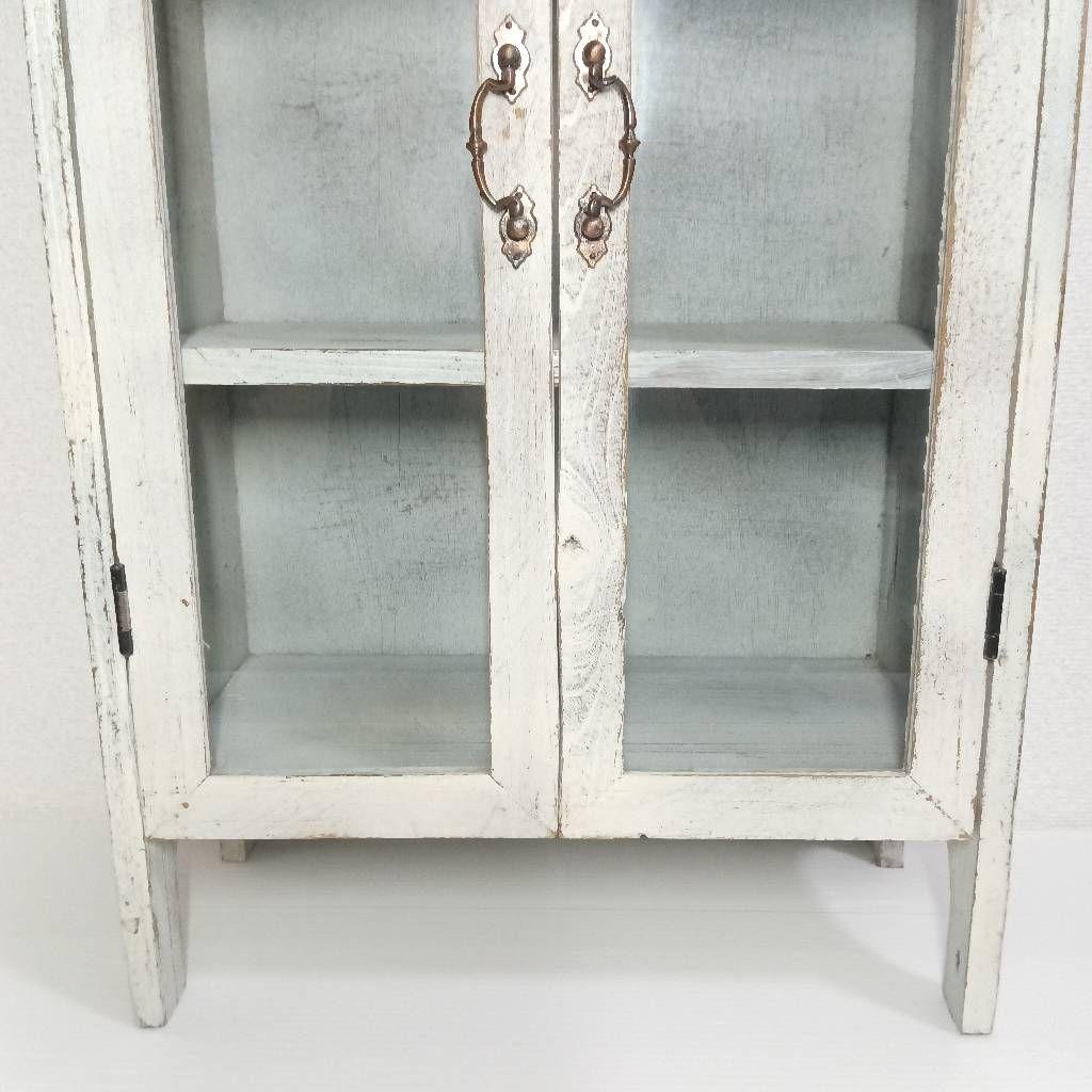 木製 アンティーク ディスプレイケース 飾り棚 食器棚 多目的 シャビ―シック